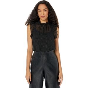 MICHAEL KORS WOMENS DEWDROP CHIFFON RUFFLE BLACK WITH GOLD FOIL DOT M